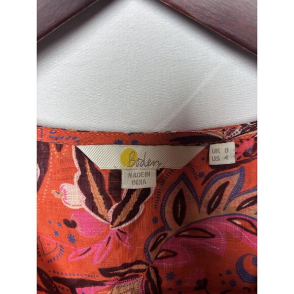 Womens SZ 4 Bohemian Long Sleeve Cropped Blouse Button Front & Elastic Back - Picture 7 of 9